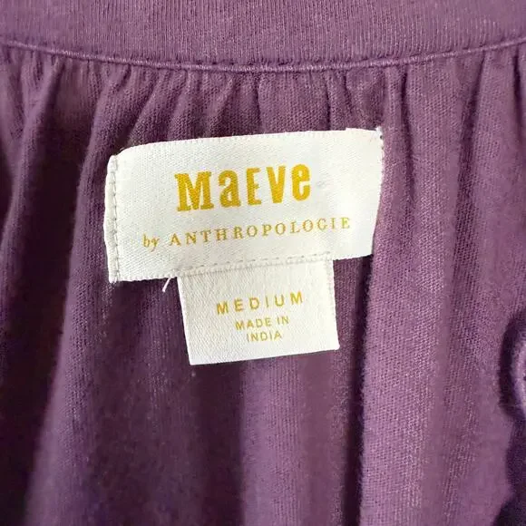 Anthropologie Maeve purple V-neck cropped oversized top Size M - Picture 3 of 10